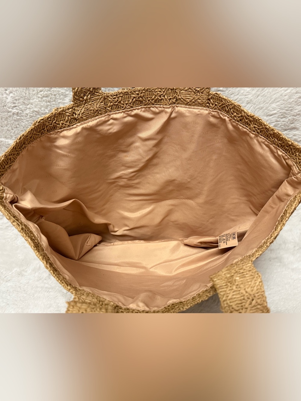 Dior Tan Woven Tote with White Logo- GWP - Picture 5 of 11